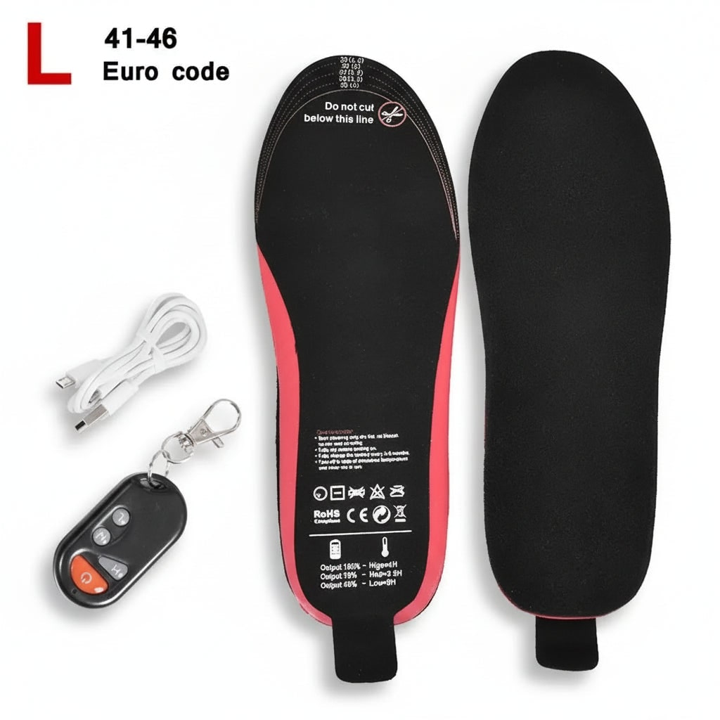 Heated Insoles and Shoe Inserts with Wireless Remote Control and Rechargeable Battery