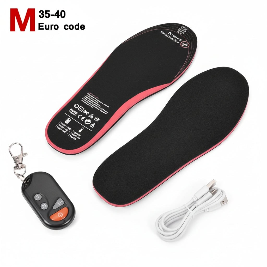 Heated Insoles and Shoe Inserts with Wireless Remote Control and Rechargeable Battery