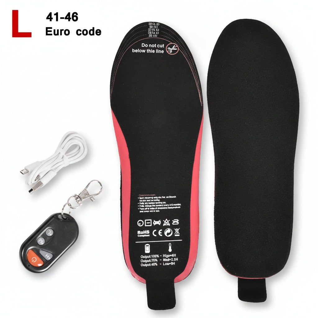 Heated Insoles and Shoe Inserts with Wireless Remote Control and Rechargeable Battery