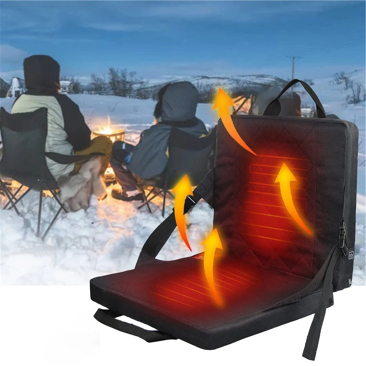 Heated Seat Cushion with Backrest for Car and Camping Chairs Portable with USB Power