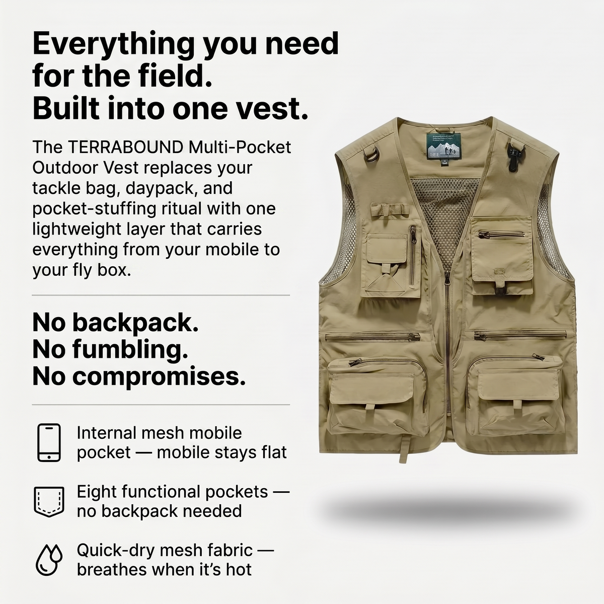 Breathable Outdoor Utility Vest with Multiple Pockets – Lightweight Mesh Design