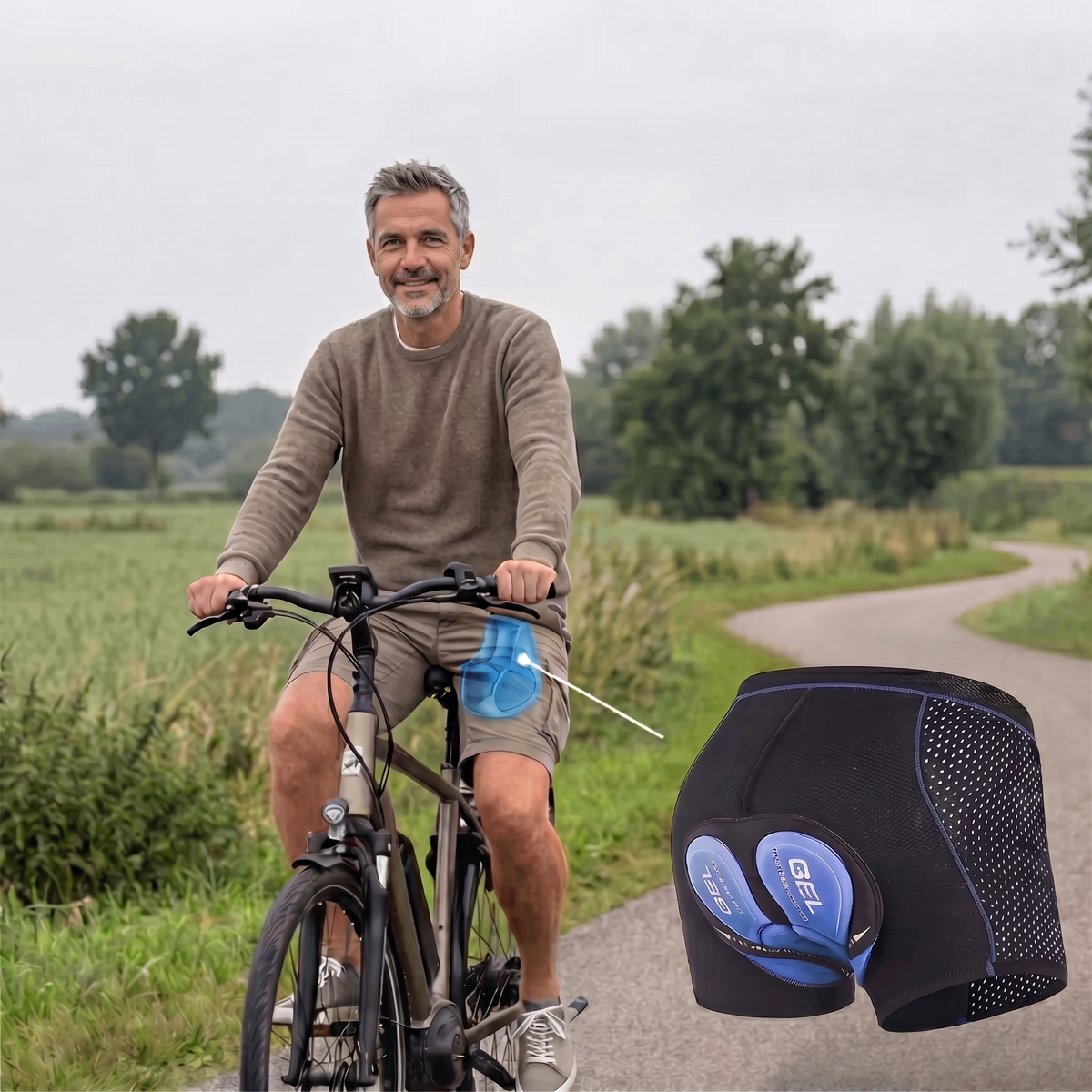 Men's Padded Cycling Undershorts - 5D Gel Pad Support - Breathable Cycling Underwear