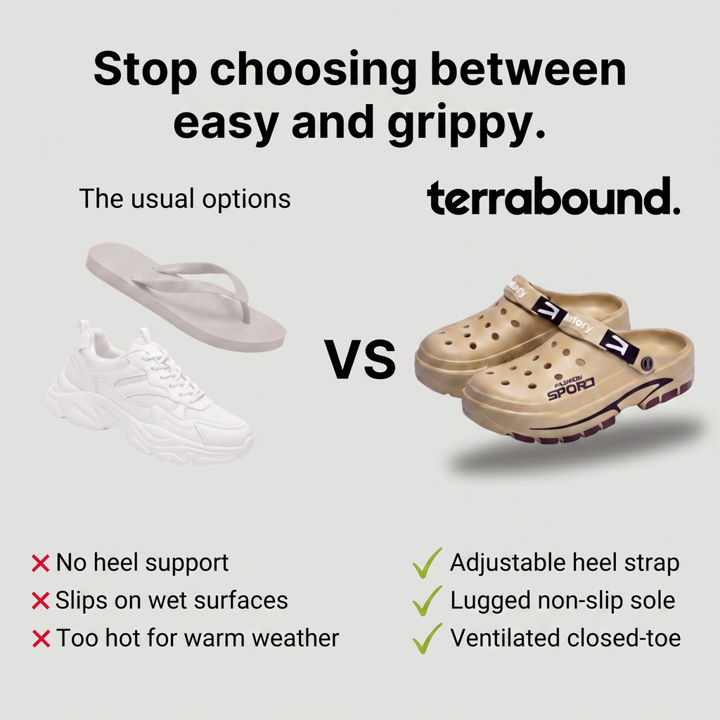 Men's Slide Sandals with Adjustable Heel Strap – Non-Slip Cushioned Sole for Outdoor Wear