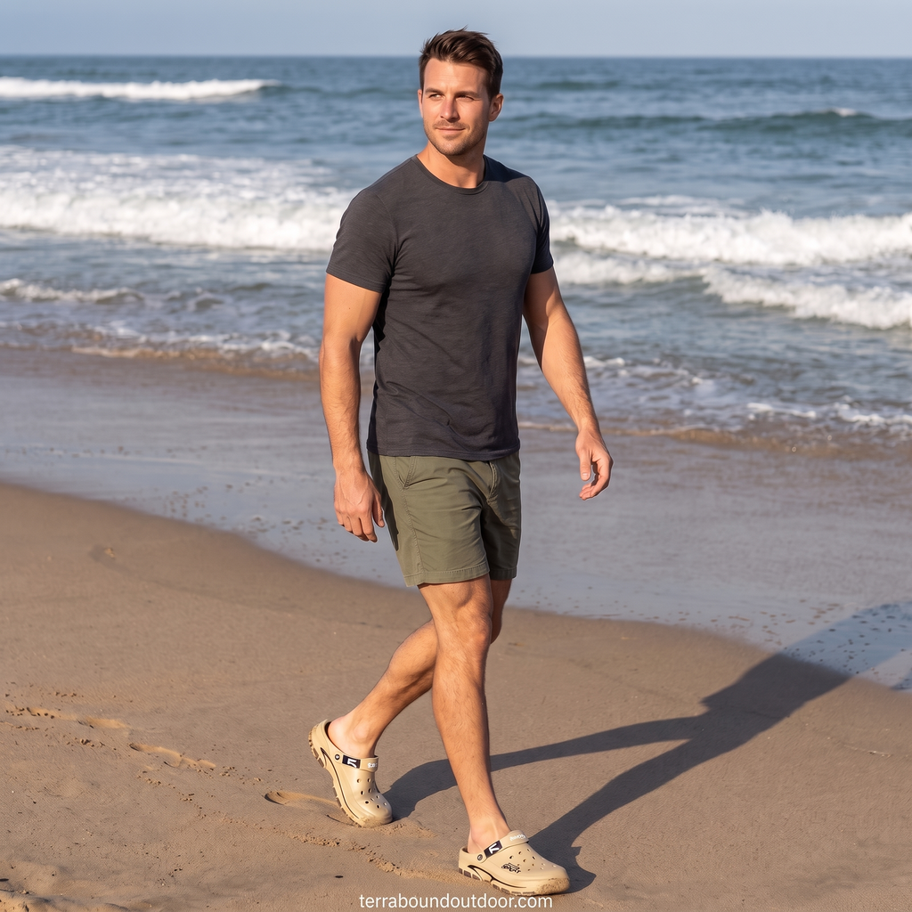 Men's Slide Sandals with Adjustable Heel Strap – Non-Slip Cushioned Sole for Outdoor Wear
