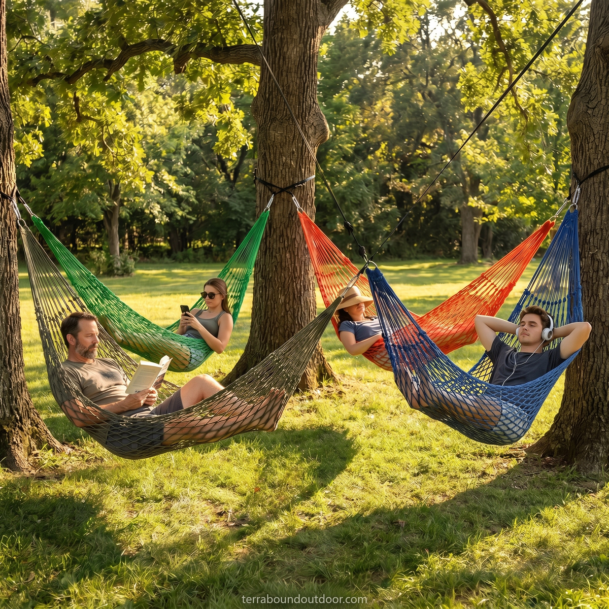 Lightweight Mesh Camping Hammock – Breathable Nylon Weave for Backpacking and Garden Use
