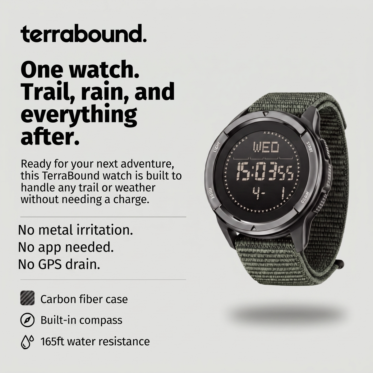 Men's Digital Sport Watch – Waterproof Compass and Step Tracker