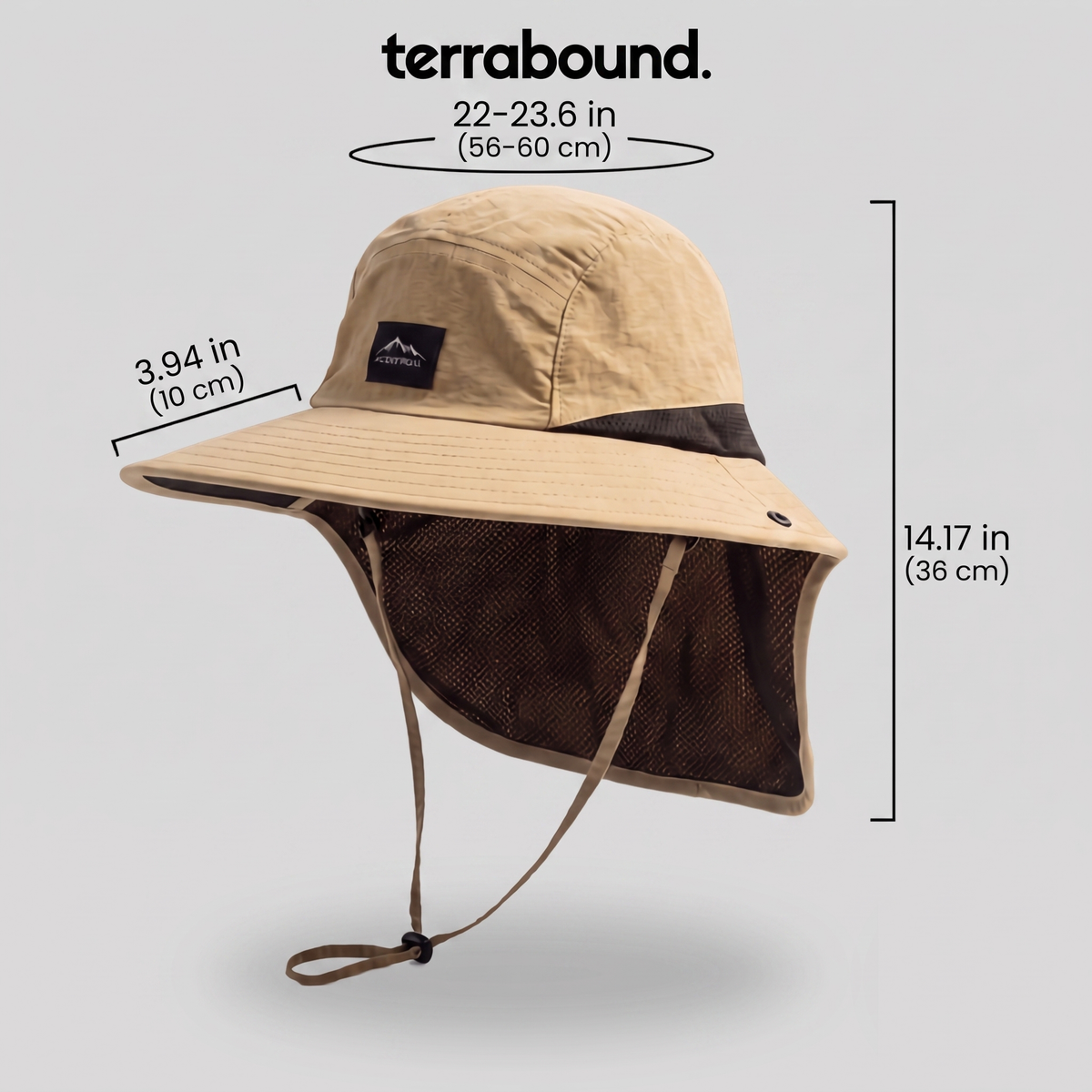 Packable Wide-Brim Fishing Hat – Sun Hat with Neck Flap and Chin Strap