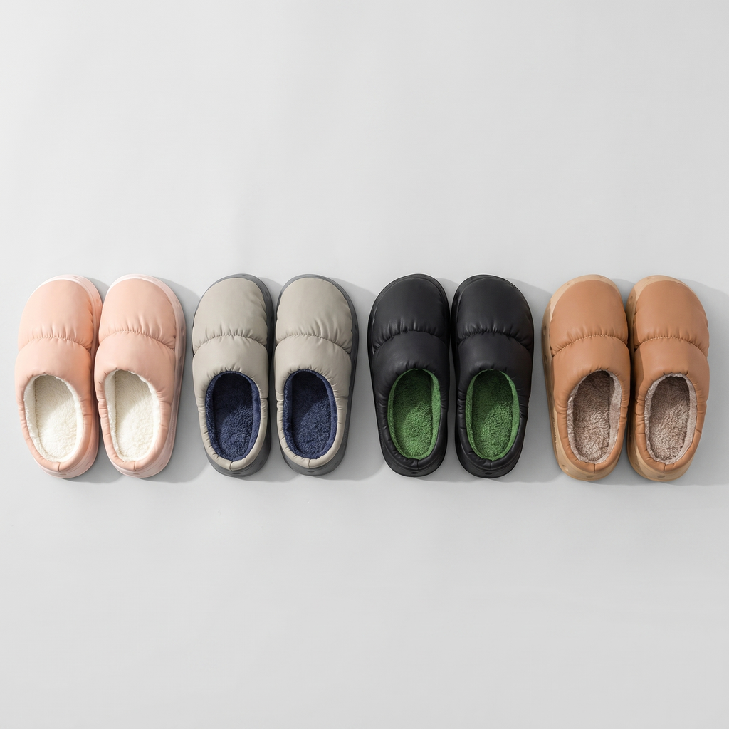 Quilted House Slippers | Fleece-Lined, Non-Slip Cushioned Comfort