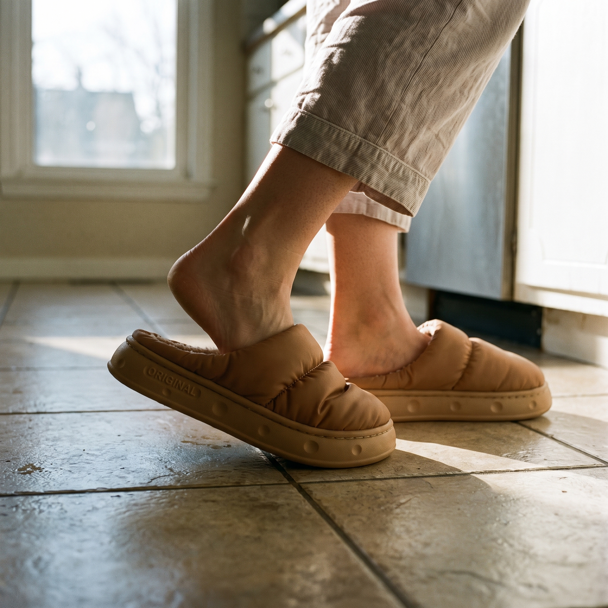 Quilted House Slippers | Fleece-Lined, Non-Slip Cushioned Comfort