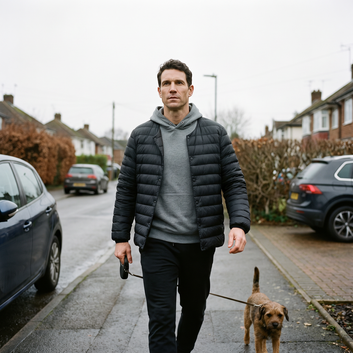 Men's Down Jacket - Convertible V-Neck Collar - Quilted Lightweight