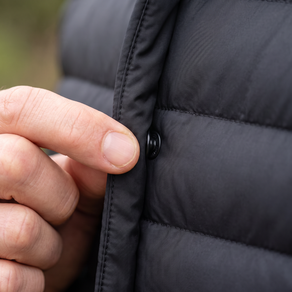 Men's Down Jacket - Convertible V-Neck Collar - Quilted Lightweight