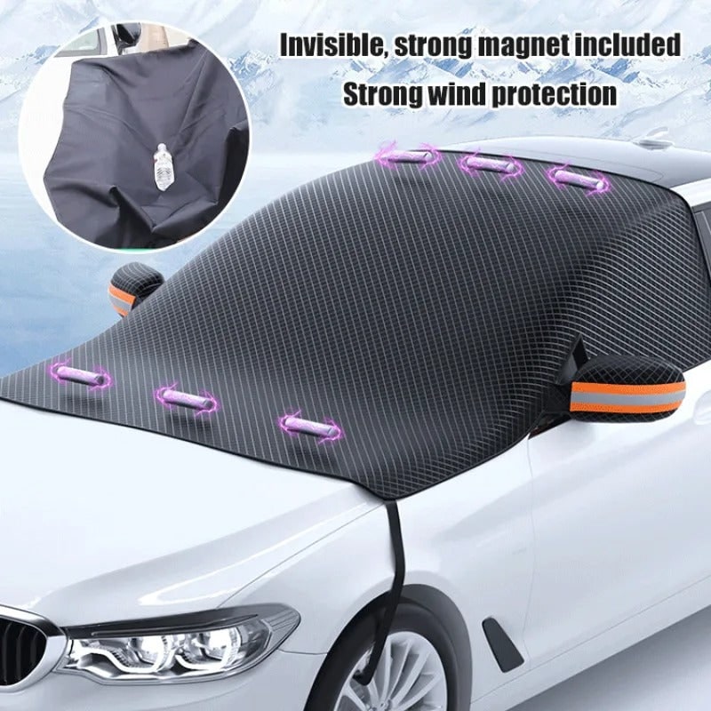 Magnetic Car Windshield Snow Cover with Side Mirror Protectors and Reflective Stripes