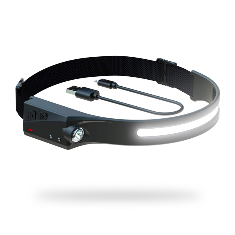 Rechargeable LED Headlamp 230° Wide Beam Motion Sensor Head Light