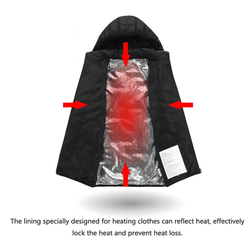 Men's Heated Puffer Winter Jacket with Temperature Control and Built-In Hood Coat
