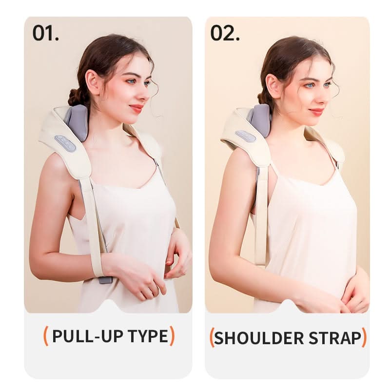 Neck and Shoulder Massager for Sore with Heat Rotating Heads and Adjustable Straps