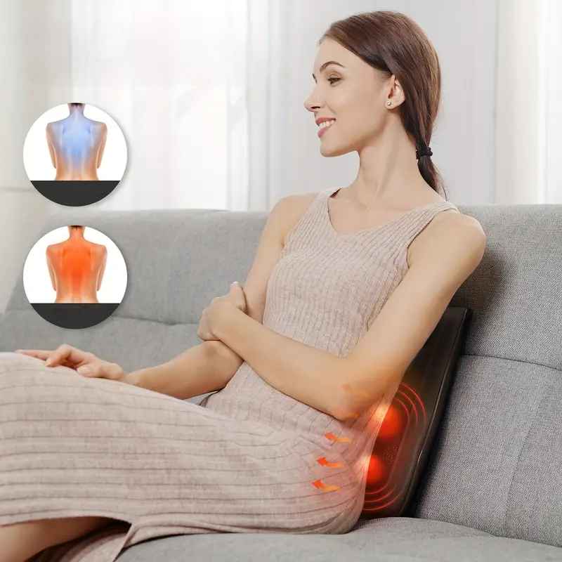Neck Massager and Massage Pillow with Shiatsu Heated Cushion for Shoulder Relief
