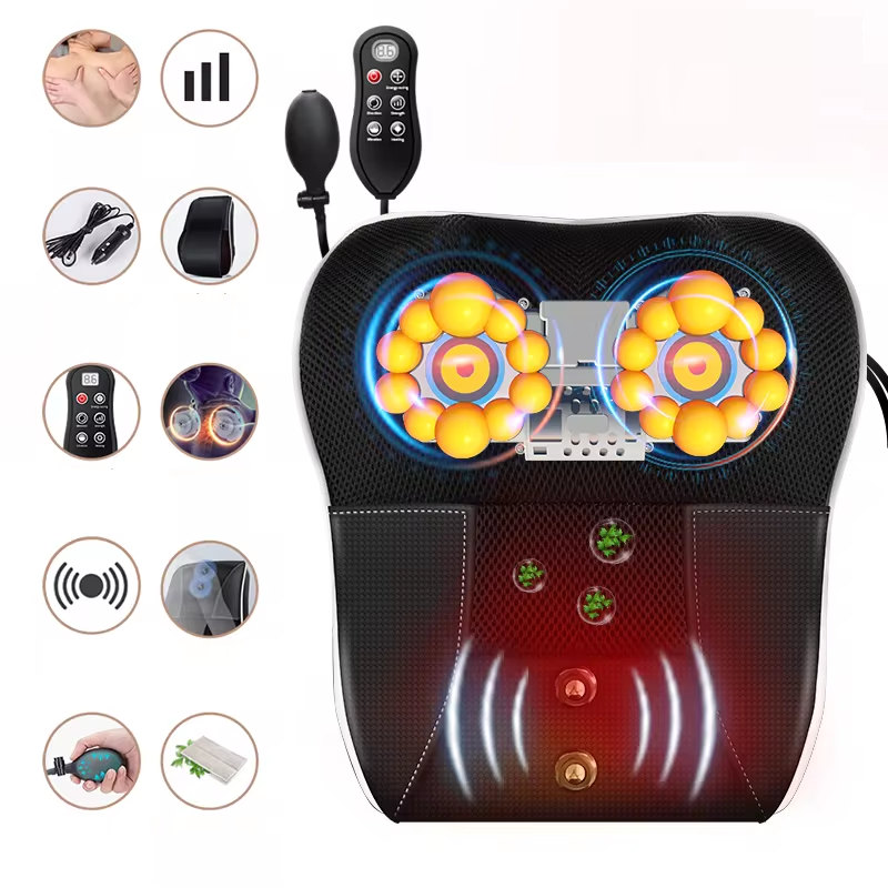 Neck Massager and Massage Pillow with Shiatsu Heated Cushion for Shoulder Relief