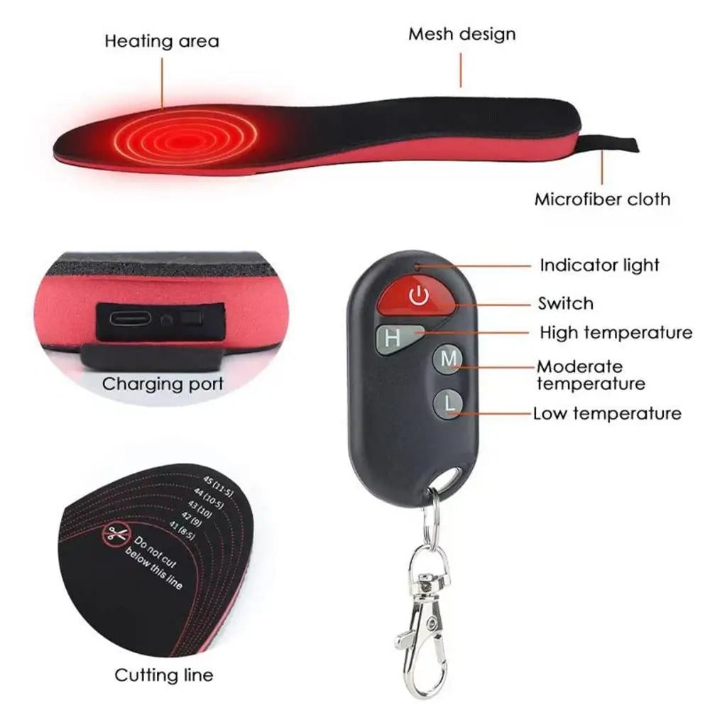 Plantar Fascia High Arch Support Custom Orthotic Heated Insoles with Remote Control