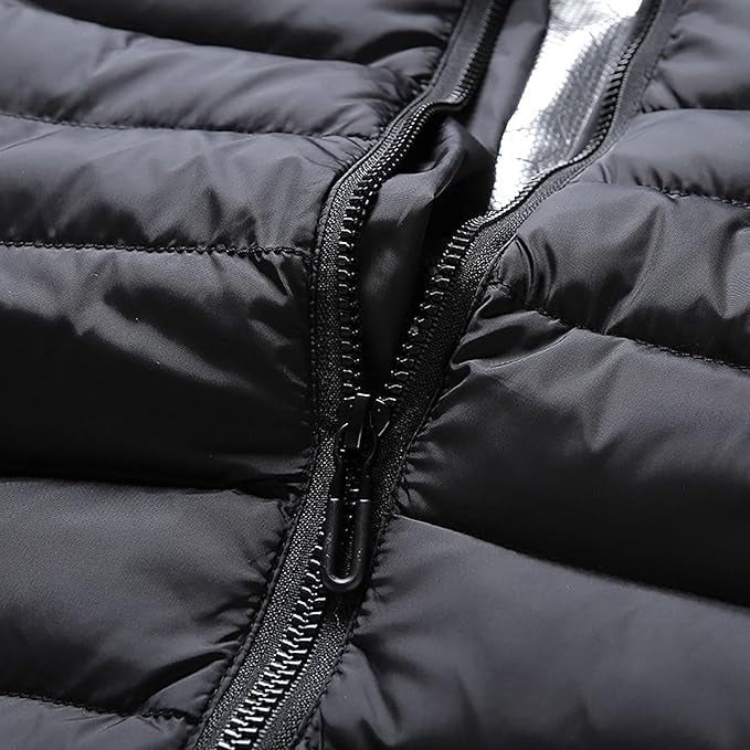 Puffer Heated Jacket with 9 Heating Zones Hood and Quilted Design