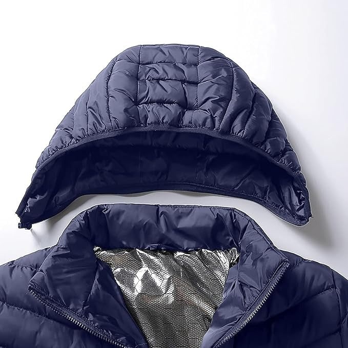 Puffer Heated Jacket with 9 Heating Zones Hood and Quilted Design