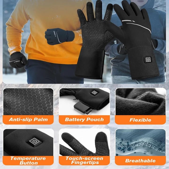 Rechargeable Heated Glove Liners and Mitten with Adjustable Temperature and Battery Pocket