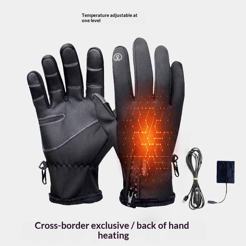 Rechargeable Heated Gloves with USB Power Touchscreen Compatible and Non-Slip Palm
