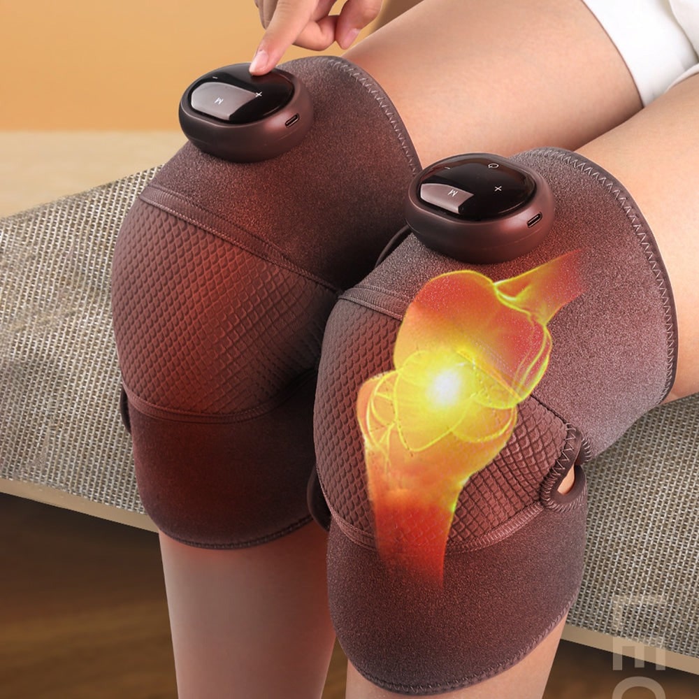 Rechargeable Heated Knee Massager and Wrap with Vibration Adjustable Heat and Digital Controls