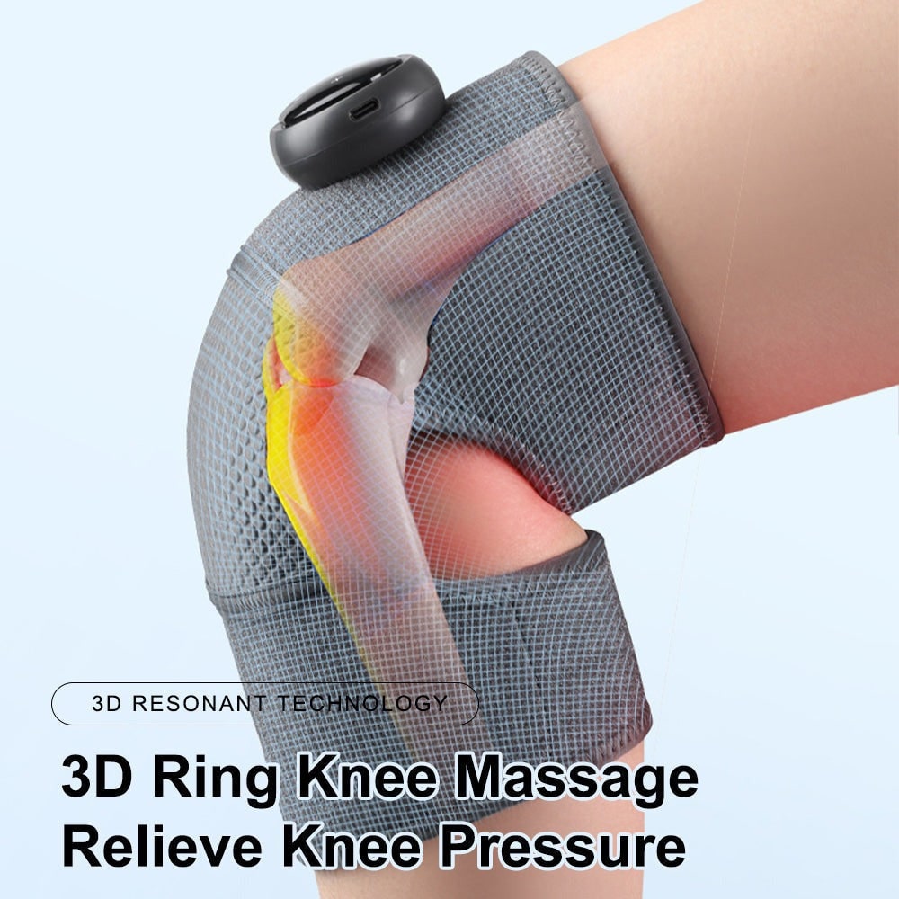 Rechargeable Heated Knee Massager and Wrap with Vibration Adjustable Heat and Digital Controls