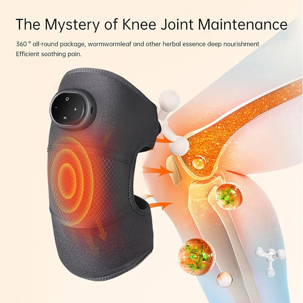 Rechargeable Heated Knee Massager and Wrap with Vibration Adjustable Heat and Digital Controls