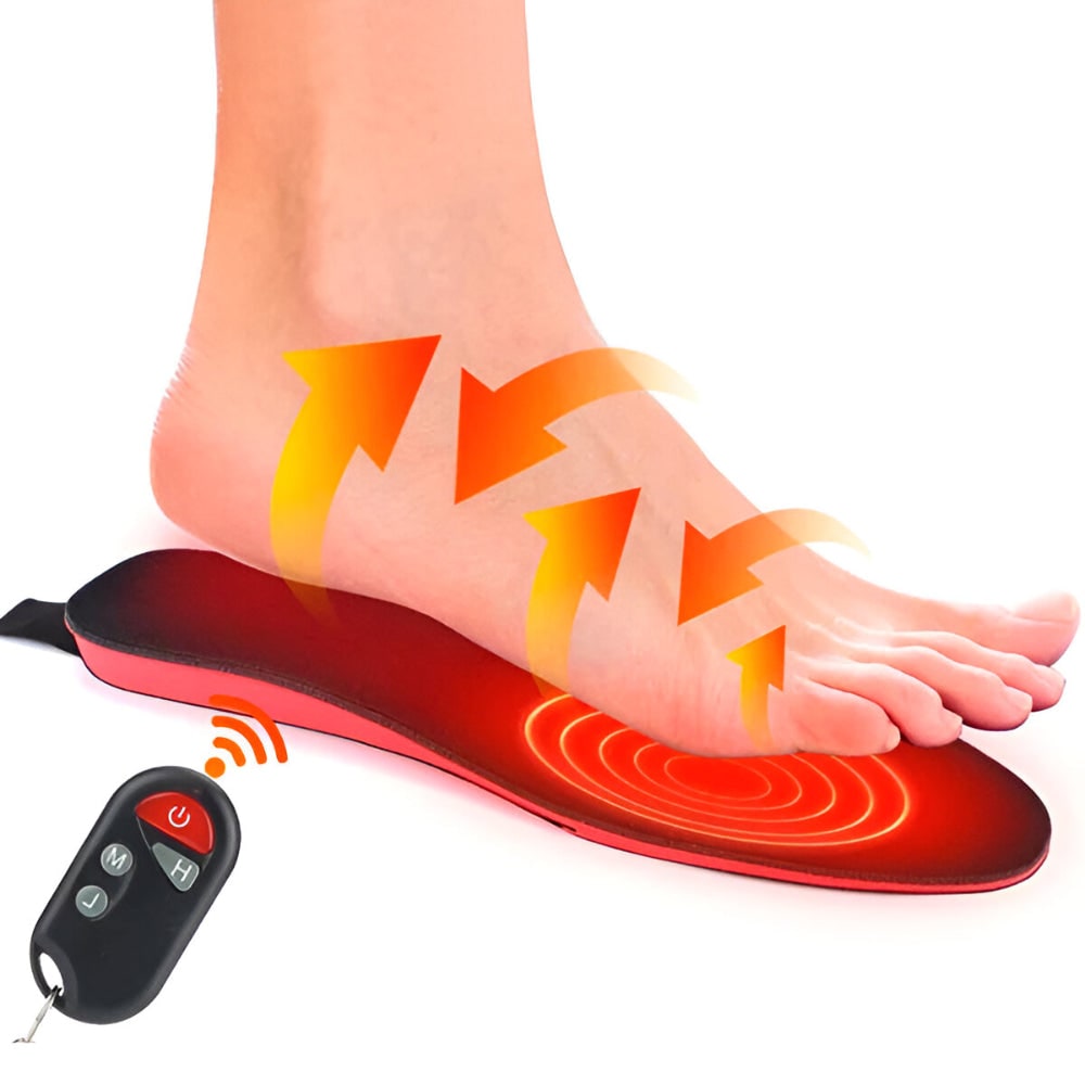 Rechargeable Heated Shoe Insoles with Wireless Remote Control and Arch Support