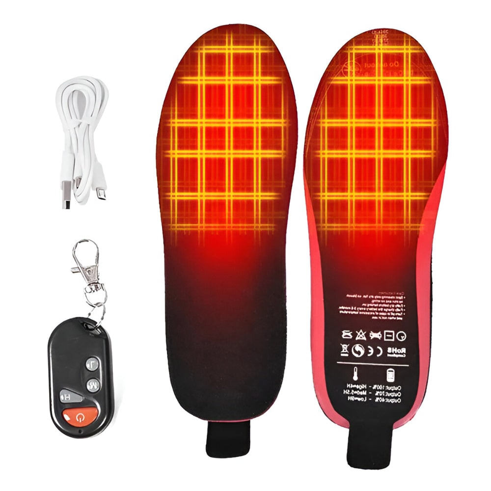 Rechargeable Heated Shoe Insoles with Wireless Remote Control and Arch Support