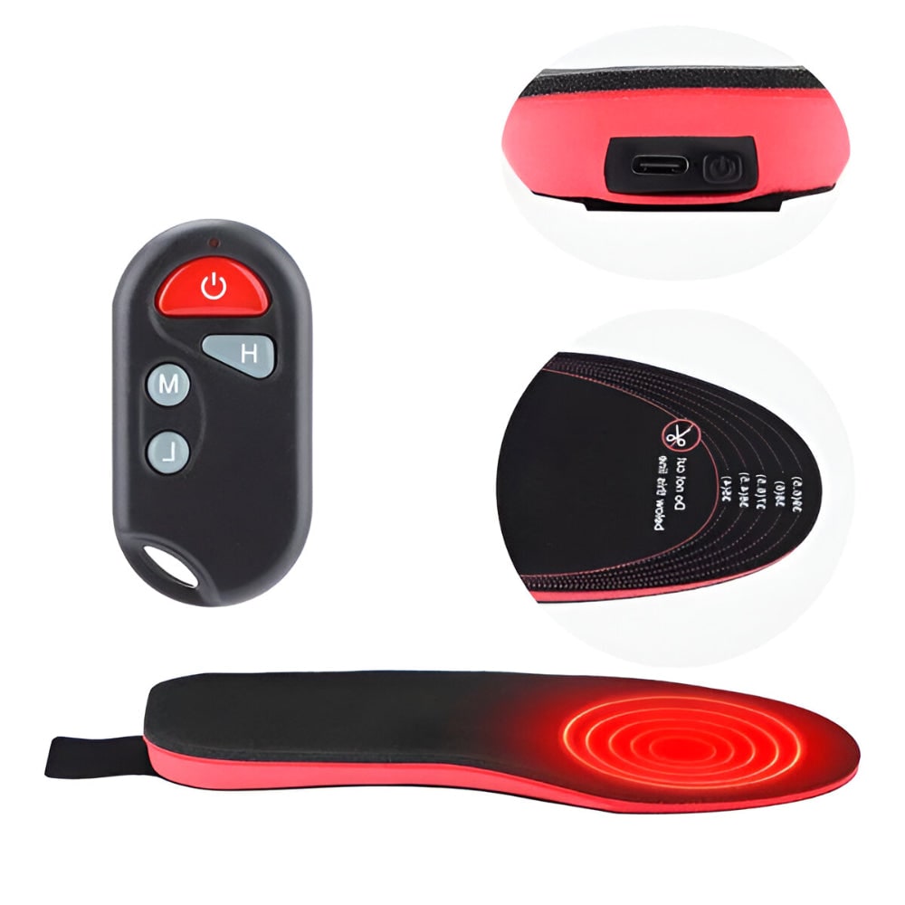 Rechargeable Heated Shoe Insoles with Wireless Remote Control and Arch Support