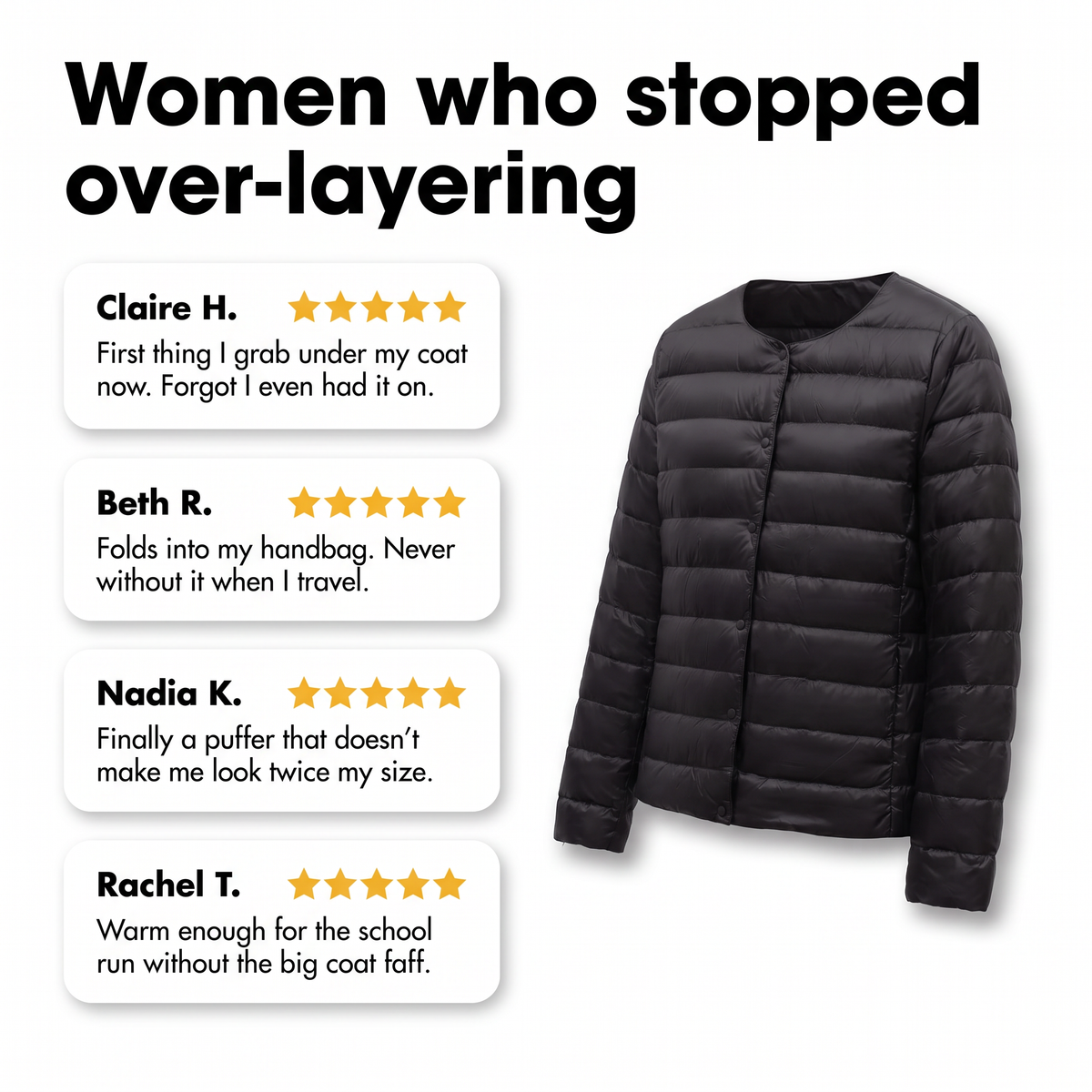 Women's Puffer Jacket - Lightweight Packable Duck Down Jacket