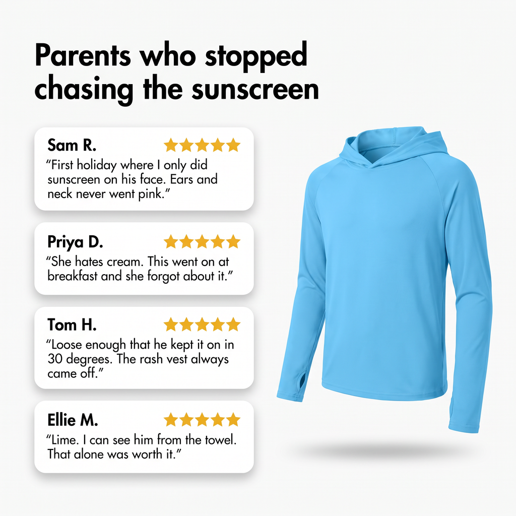 Kids' Sun Hoodie - UPF 50+ Long Sleeve UV Top for Boys & Girls