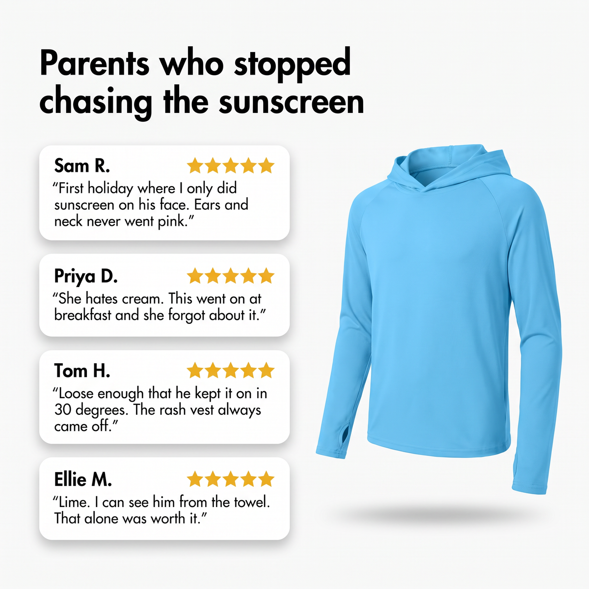 Kids' Sun Hoodie - UPF 50+ Long Sleeve UV Top for Boys & Girls