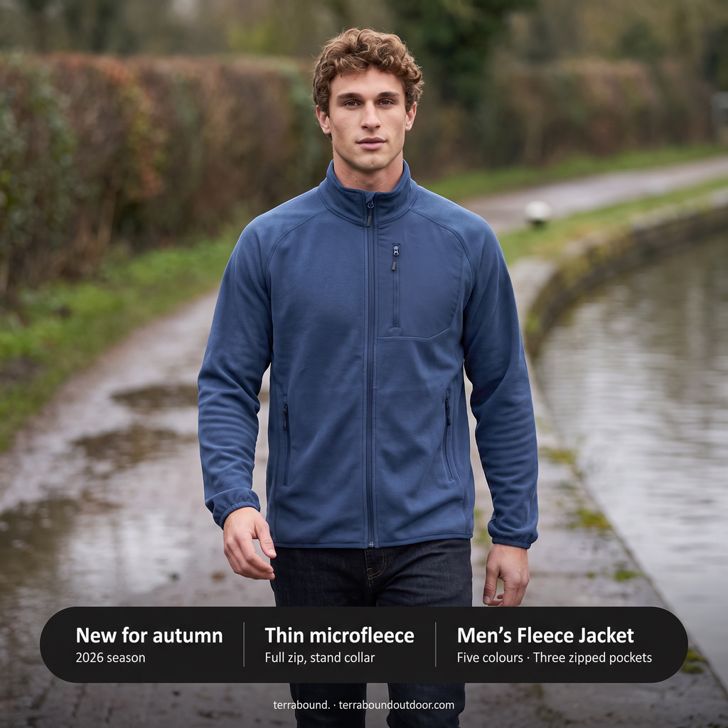 Men's Fleece Jacket - Lightweight Zip Up Fleece for Walking & Hiking