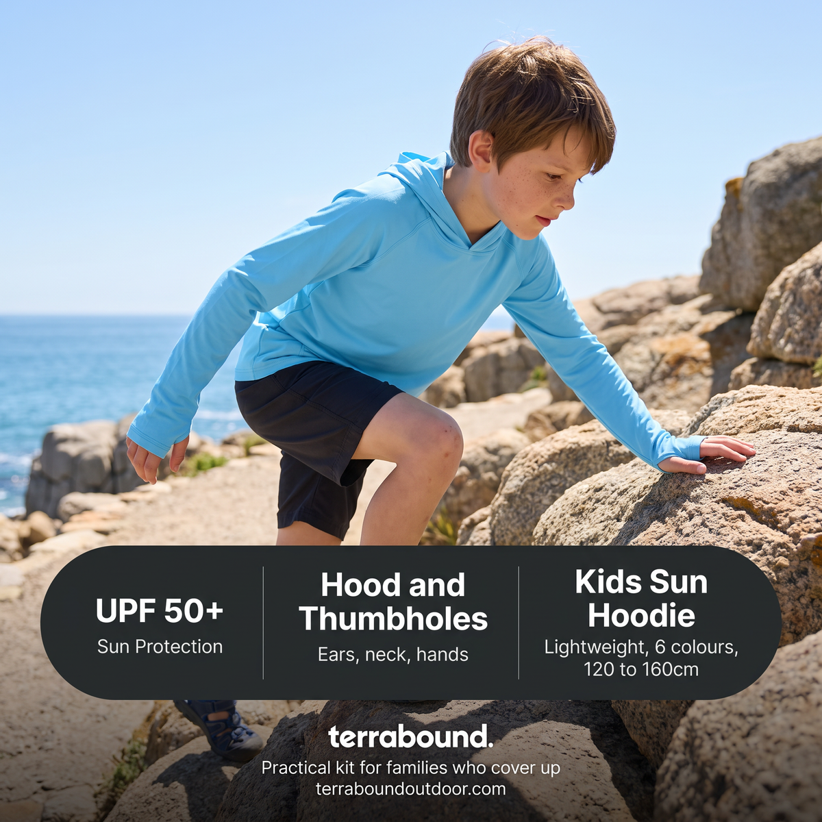 Kids' Sun Hoodie - UPF 50+ Long Sleeve UV Top for Boys & Girls