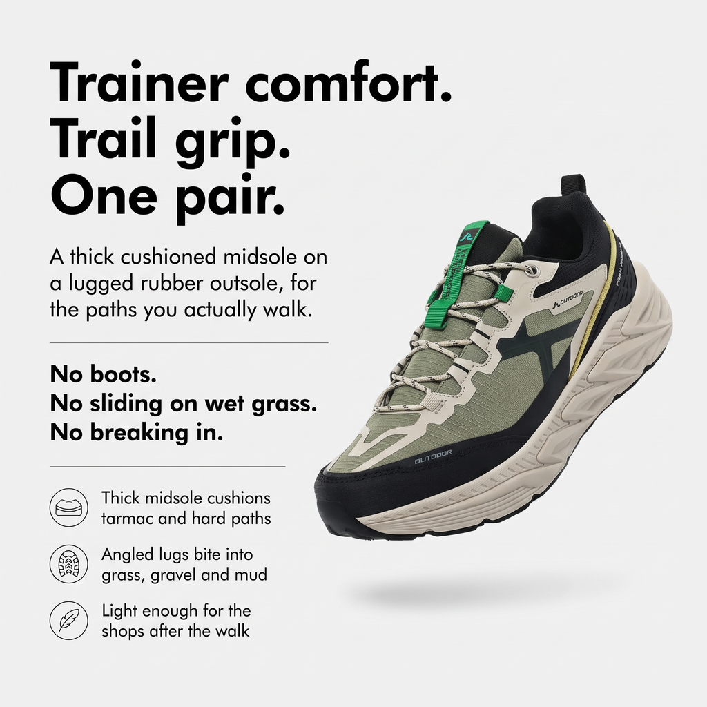 Men's Trail Shoes - Cushioned Running Trainers for Walking & Hiking