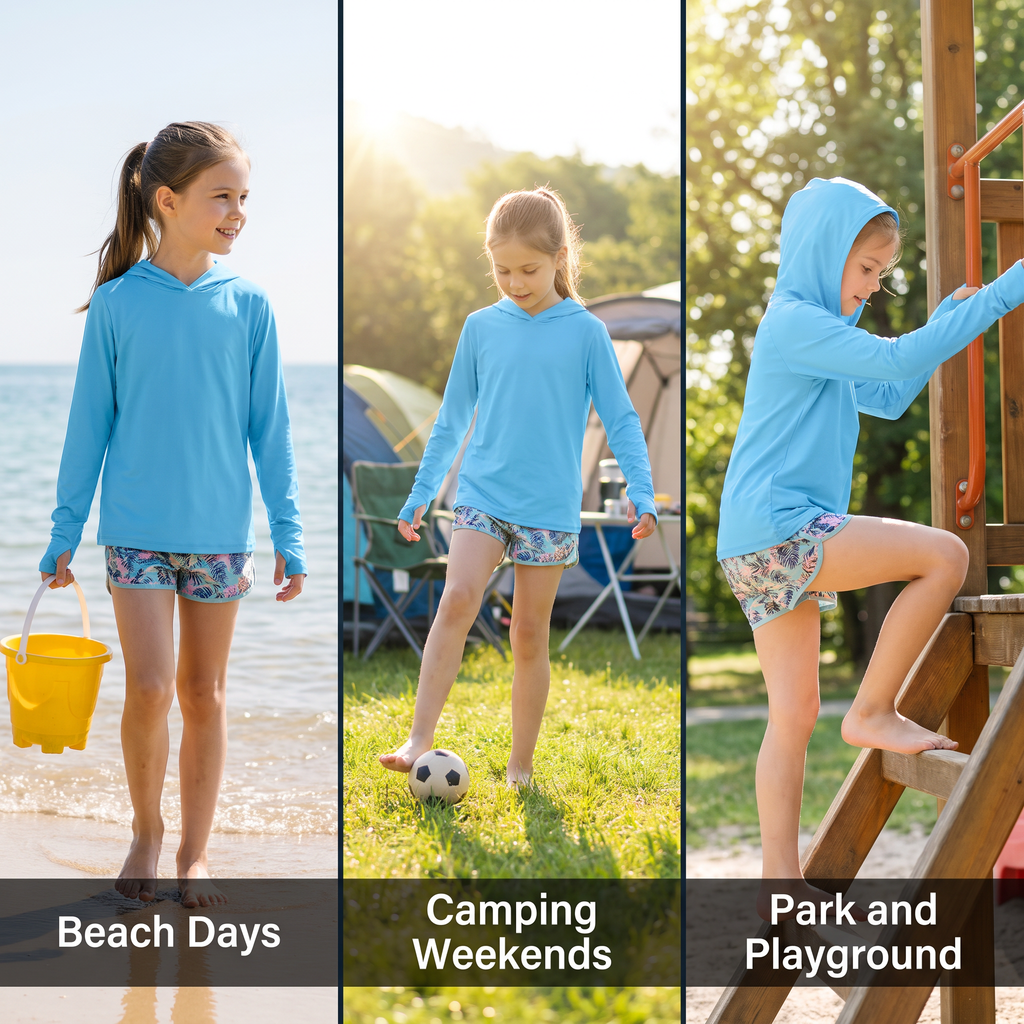 Kids' Sun Hoodie - UPF 50+ Long Sleeve UV Top for Boys & Girls