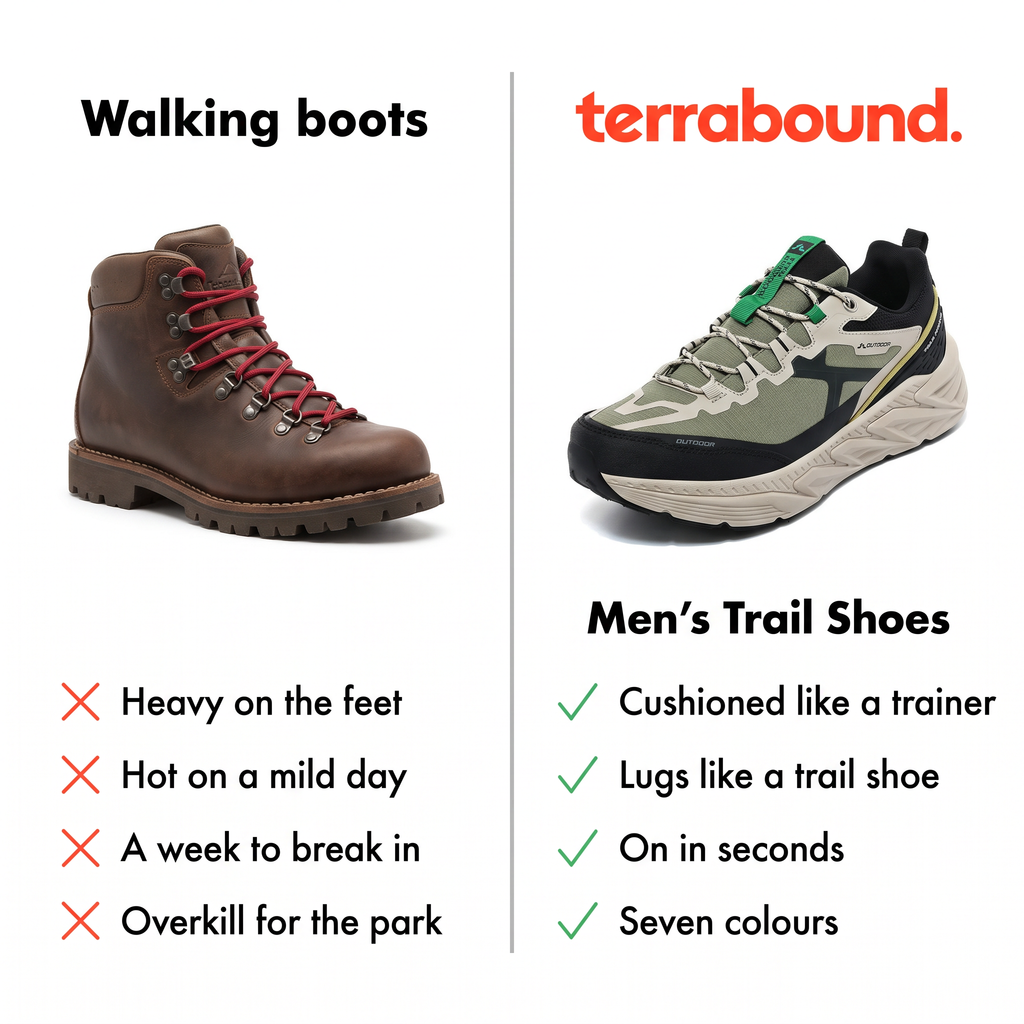 Men's Trail Shoes - Cushioned Running Trainers for Walking & Hiking