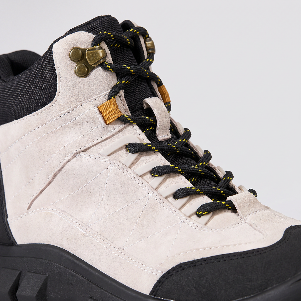 Women's Walking Boots - Suede Leather Ankle Boots, Chunky Grip Sole