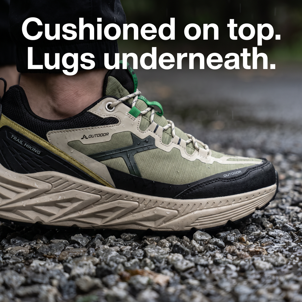 Men's Trail Shoes - Cushioned Running Trainers for Walking & Hiking