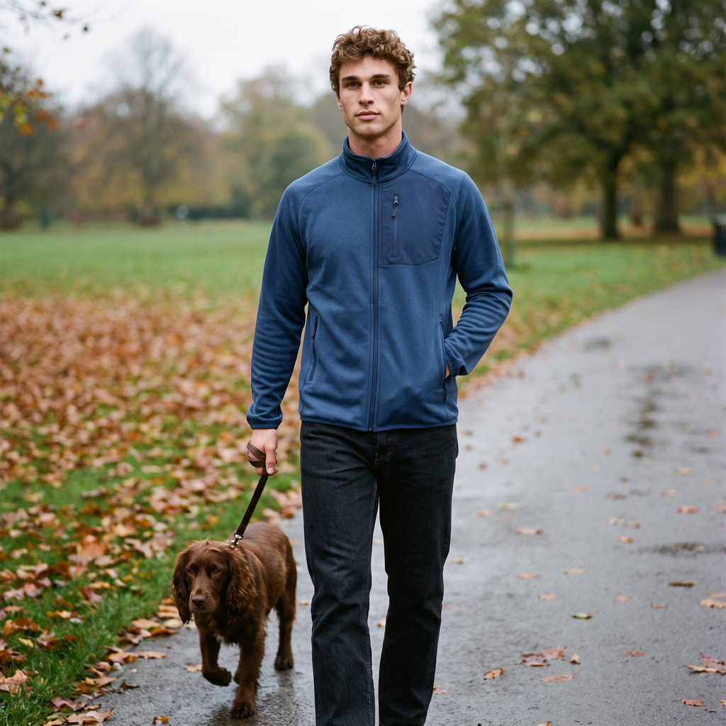 Men's Fleece Jacket - Lightweight Zip Up Fleece for Walking & Hiking