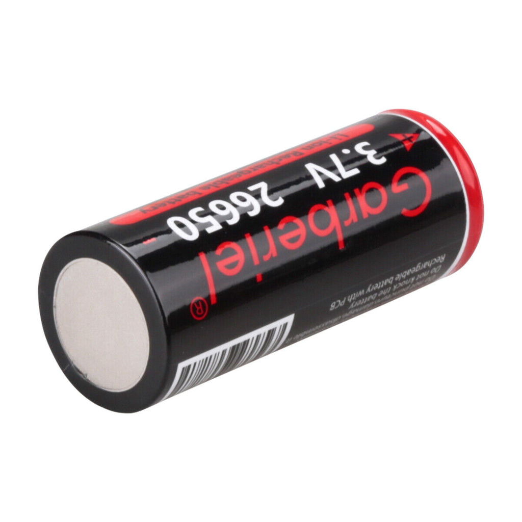 26650 Li-ion 3.7V Rechargeable Batteries – Flat Top, High Capacity Pack of 2