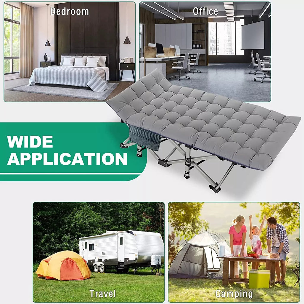 Heavy-Duty Camping Cot with Mattress – Portable Folding Outdoor Bed for Adults & Kids