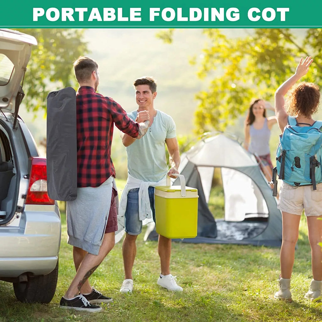 Heavy-Duty Camping Cot with Mattress – Portable Folding Outdoor Bed for Adults & Kids