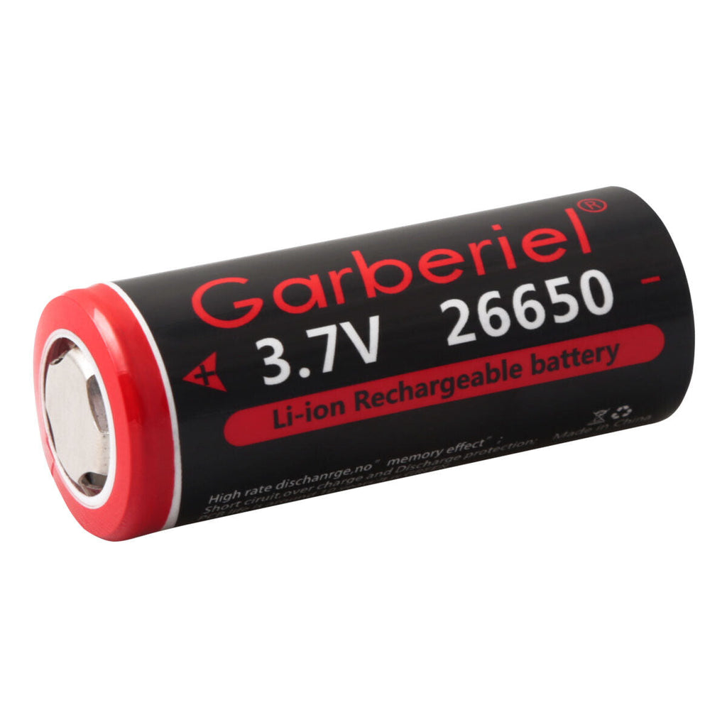 26650 Li-ion 3.7V Rechargeable Batteries – Flat Top, High Capacity Pack of 2