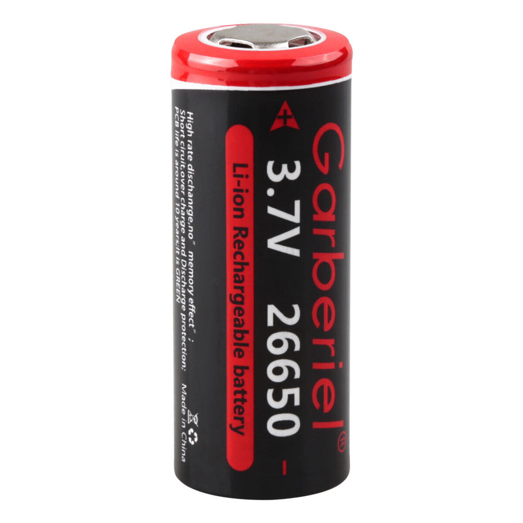 26650 Li-ion 3.7V Rechargeable Batteries – Flat Top, High Capacity Pack of 2