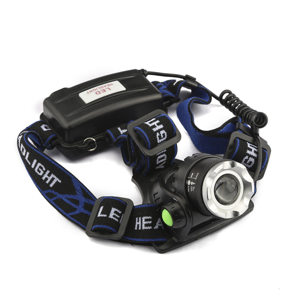 Ultra-Bright Rechargeable LED Headlamp – Waterproof, Adjustable Zoom, Hands-Free Outdoor Light