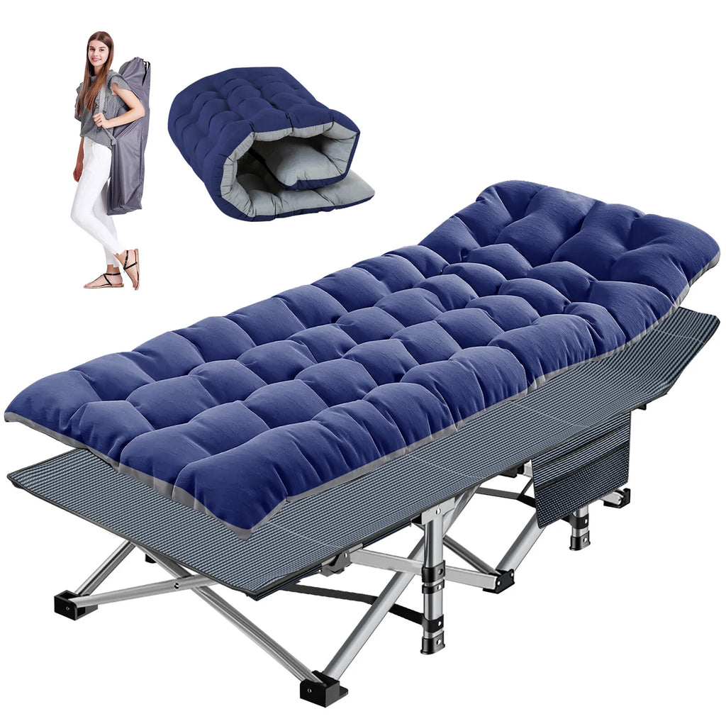 Heavy-Duty Camping Cot with Mattress – Portable Folding Outdoor Bed for Adults & Kids